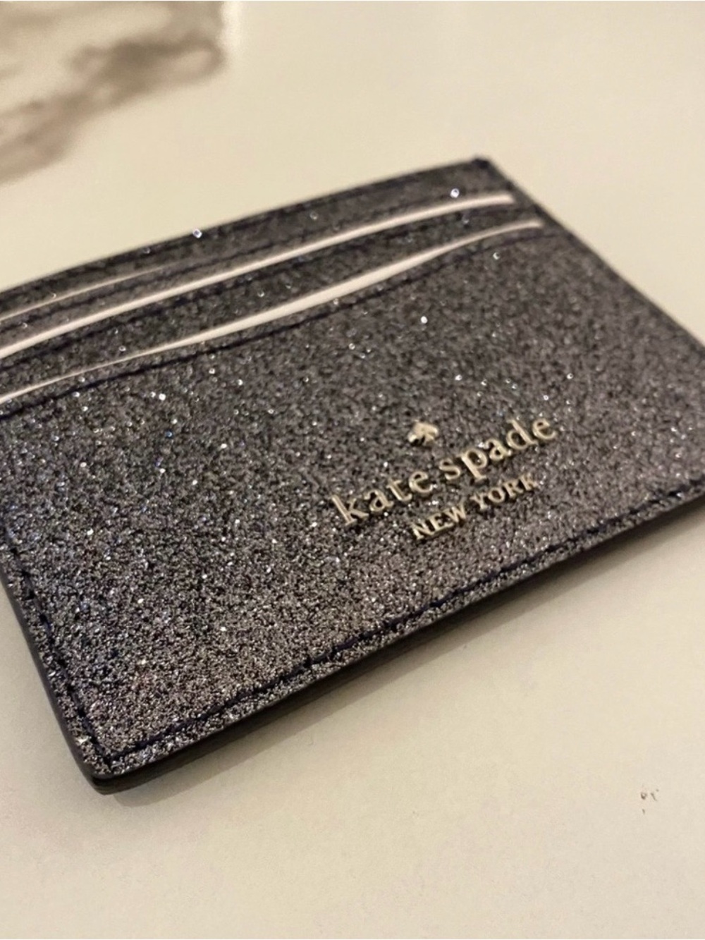 kate spade New York Glitter Cardholder in Dusk Navy